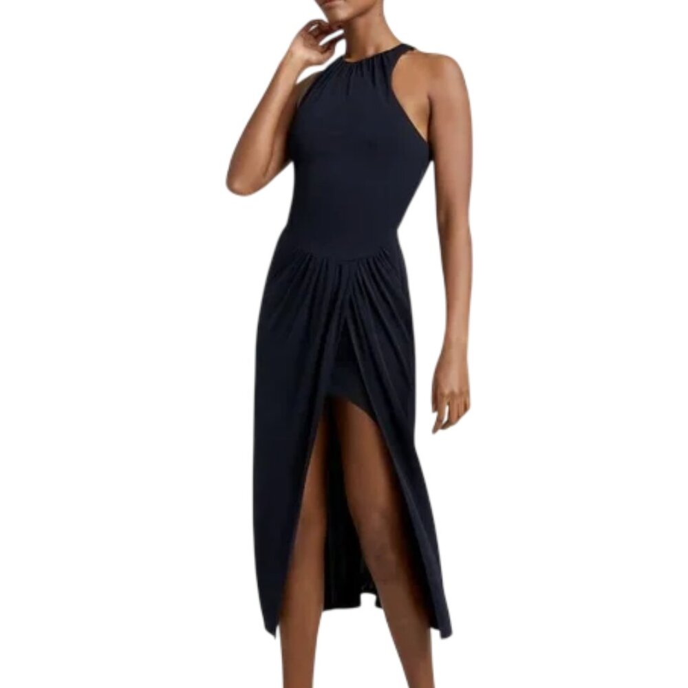 CINQ A SEPT Dress, 8, Blue Sheath, Pleated waist, Tank upper, Tall Vent, Midi - Picture 13 of 14